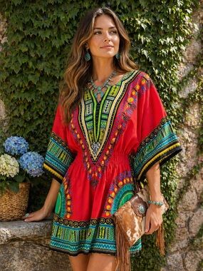VINTAGE MAMA & PAPA Minidress/Dashiki, One Size